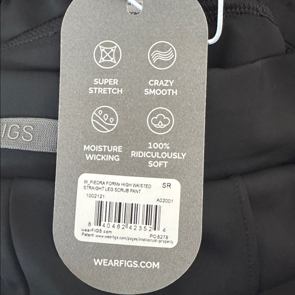 NWT Figs High Waisted Piedra FORMx Straight Leg Scrub Pant in black, Size Small - Picture 8 of 8
